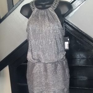Laundry by Shelli Segal Silver Mini Bling Dress